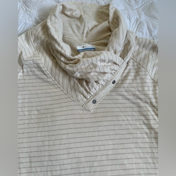 Columbia Cream And Navy Striped Mock Neck Pullover Sweatshirt Lot Of Two Size S - Picture 11 of 13